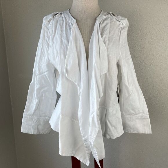 NWT Luciano Dante White Linen Jacket Top Size L - Picture 1 of 8